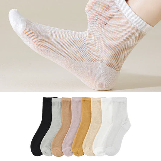 Ultra-thin Breathable Solid Color Mesh Socks(8 Pairs)
