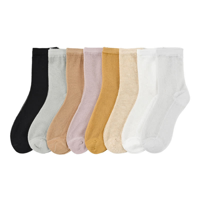 Ultra-thin Breathable Solid Color Mesh Socks(8 Pairs)