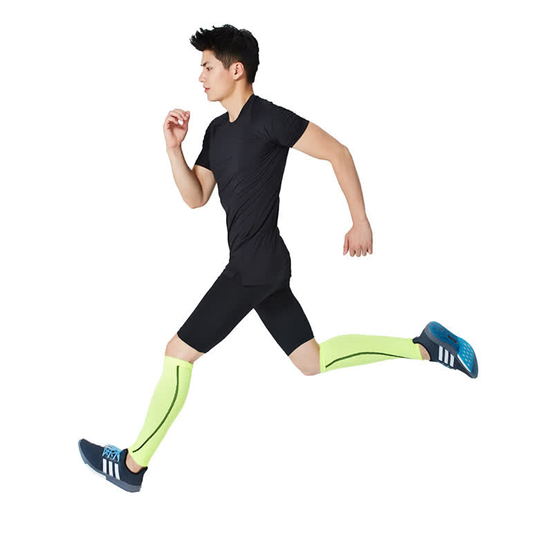 Fluorescent Green Striped Calf Sleeves