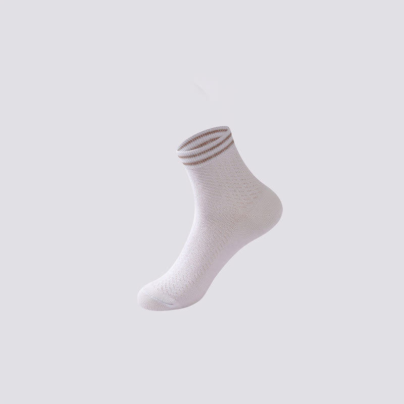 Mesh Breathable Striped Cotton Socks(5 Pairs)