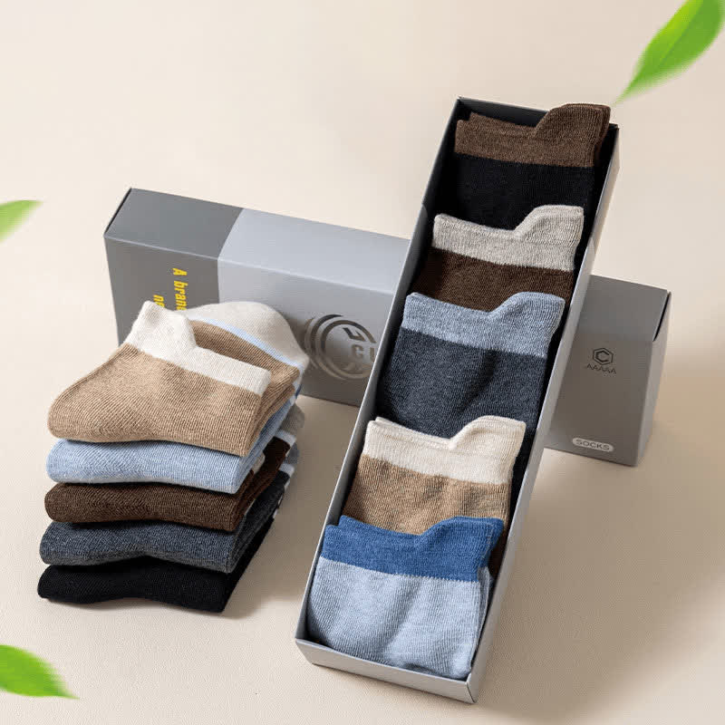 Color-Blocking Antibacterial & Deodorant Socks(5 Pairs)