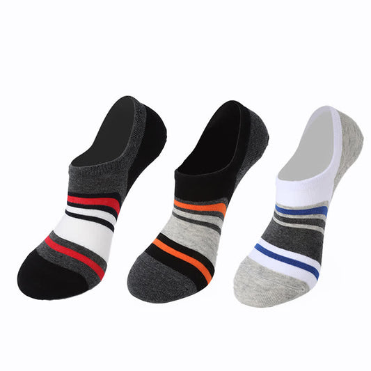 Cotton Striped Non-slip Invisible Socks(6 Pairs)