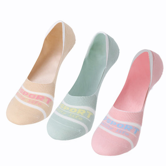 Cotton Striped Sweat Absorbent Non-slip Invisible Socks(6 Pairs)