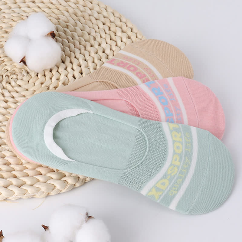 Cotton Striped Sweat Absorbent Non-slip Invisible Socks(6 Pairs)