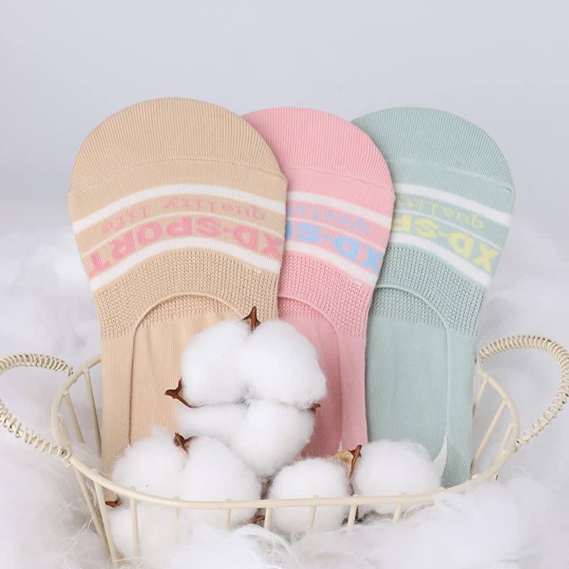 Cotton Striped Sweat Absorbent Non-slip Invisible Socks(6 Pairs)