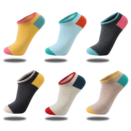 Cotton Colorful Sweat Absorbent Invisible Socks(6 Pairs)