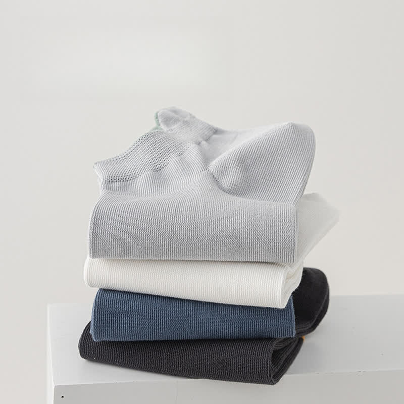 Solid Color Cotton Thin Absorbent Socks(5 Pairs)