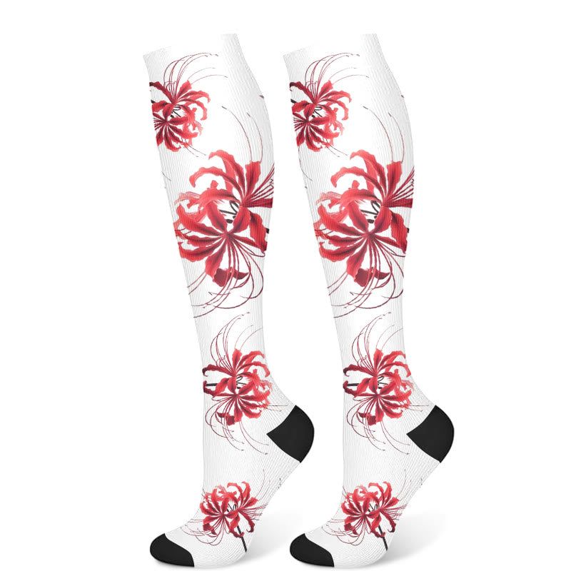 Red Flowers Compression Socks(3 Pairs)