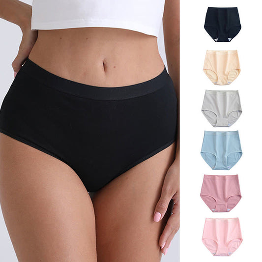 Solid Color High Waist Breathable Soft Cotton Brief(3 Packs)