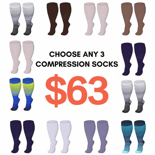 Plus Size Purple Brown Blue Compression Socks
