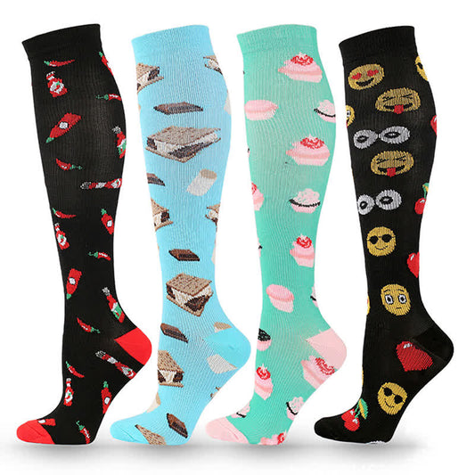 Fun Print Compression Socks(4 Pairs)