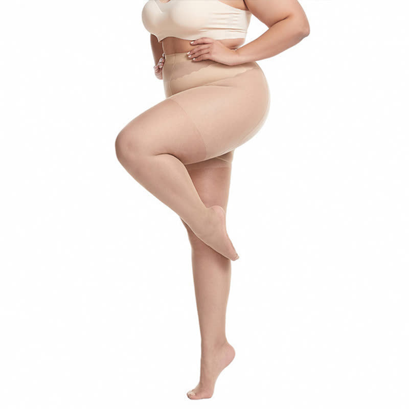 Anti-snagging Sheer Pantyhose(2 Pairs) - Nude - Plus SIze - image 7