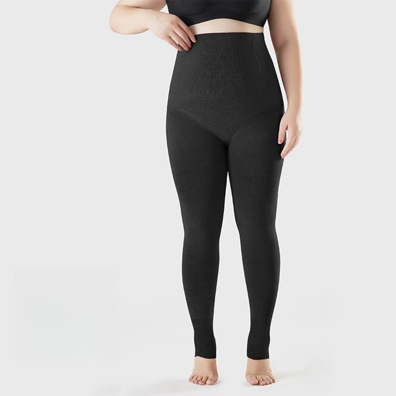 High Waist Solid Color Open Toe Pantyhose - Black - Fits up to 220 lbs - image 5