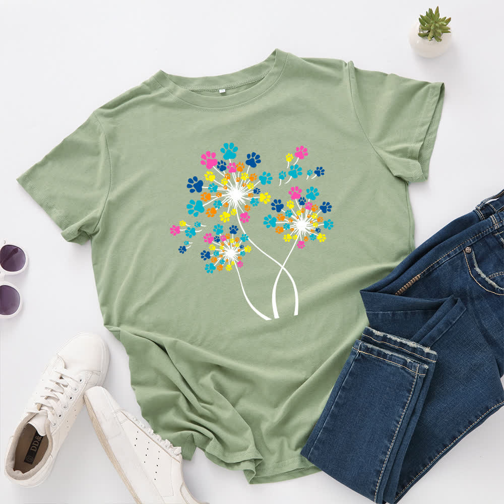 Plus Size Creative Dandelion Short Sleeve T-Shirt - Olive Green - 5XL - image 10