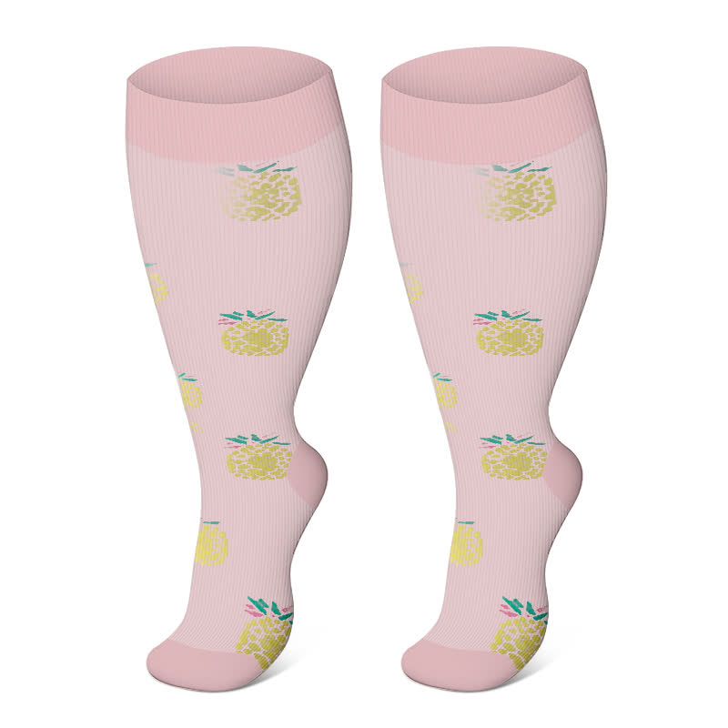 Plus Size Cute Print Compression Socks(3 Pairs)