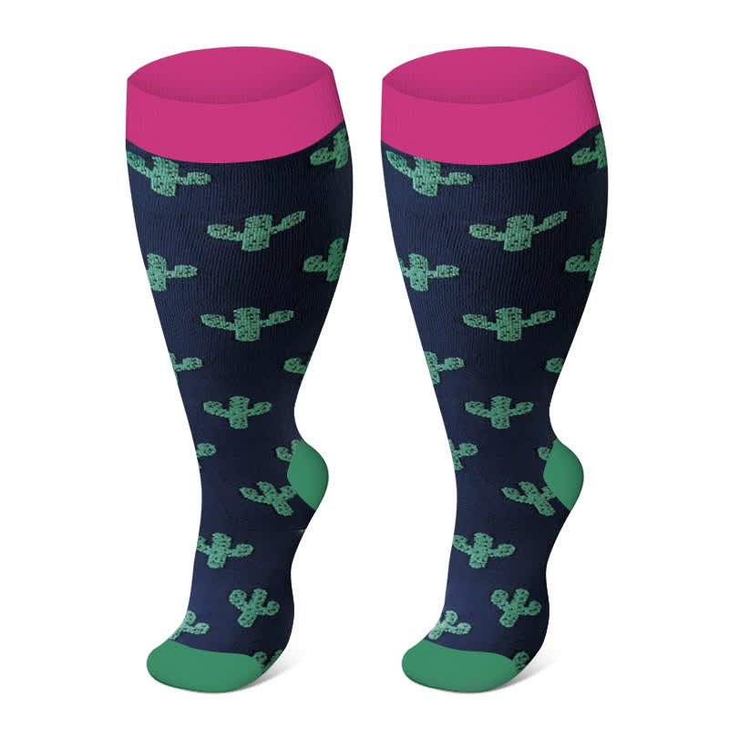 Plus Size Cute Print Compression Socks(3 Pairs)
