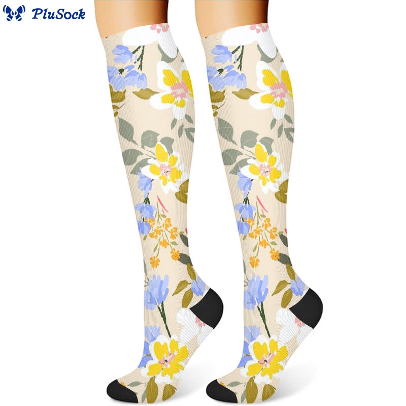 Elegant Floral Compression Socks(3 Pairs)