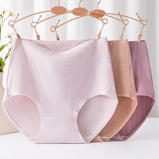 Pure Cotton High Waist Solid Color Comfy Panty(3 Packs)