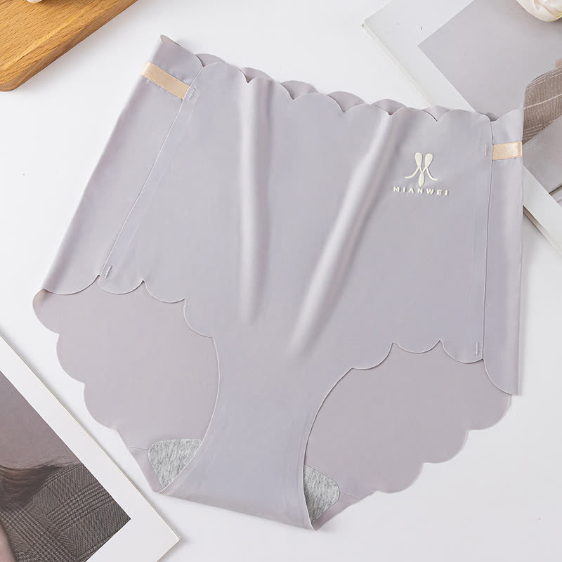 High Waist Seamless Ice Silk Panty(3 Packs) - Grey - 3XL - image 12