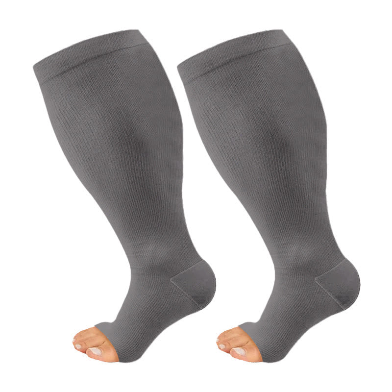 Plus Size Navy Blue Pink Open Toe Compression Socks(3 Pairs) - image 7