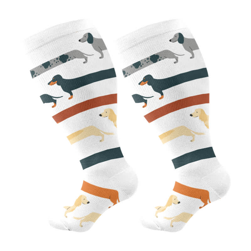 Plus Size Cute Animal Print Compression Socks(3 Pairs)