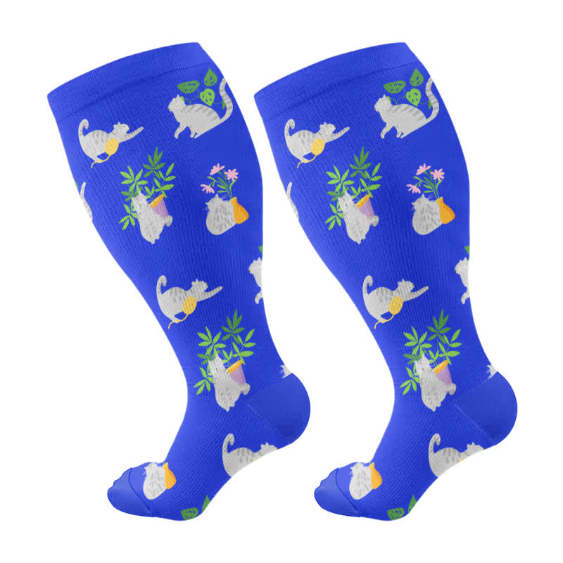 Plus Size Cute Animal Print Compression Socks(3 Pairs)