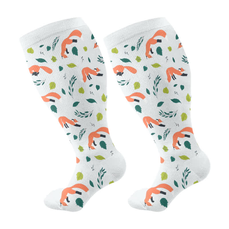 Plus Size Cute Animal Print Compression Socks(3 Pairs)