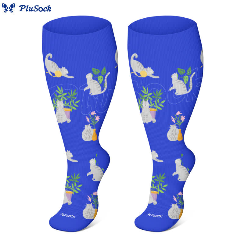 Plus Size Cute Animal Print Compression Socks(3 Pairs)