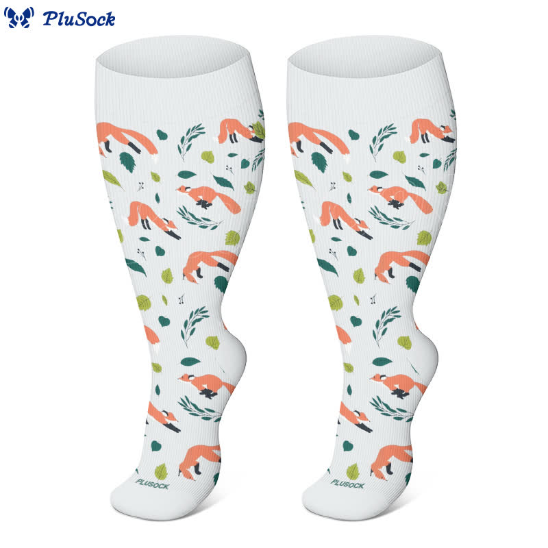 Plus Size Cute Animal Print Compression Socks(3 Pairs)