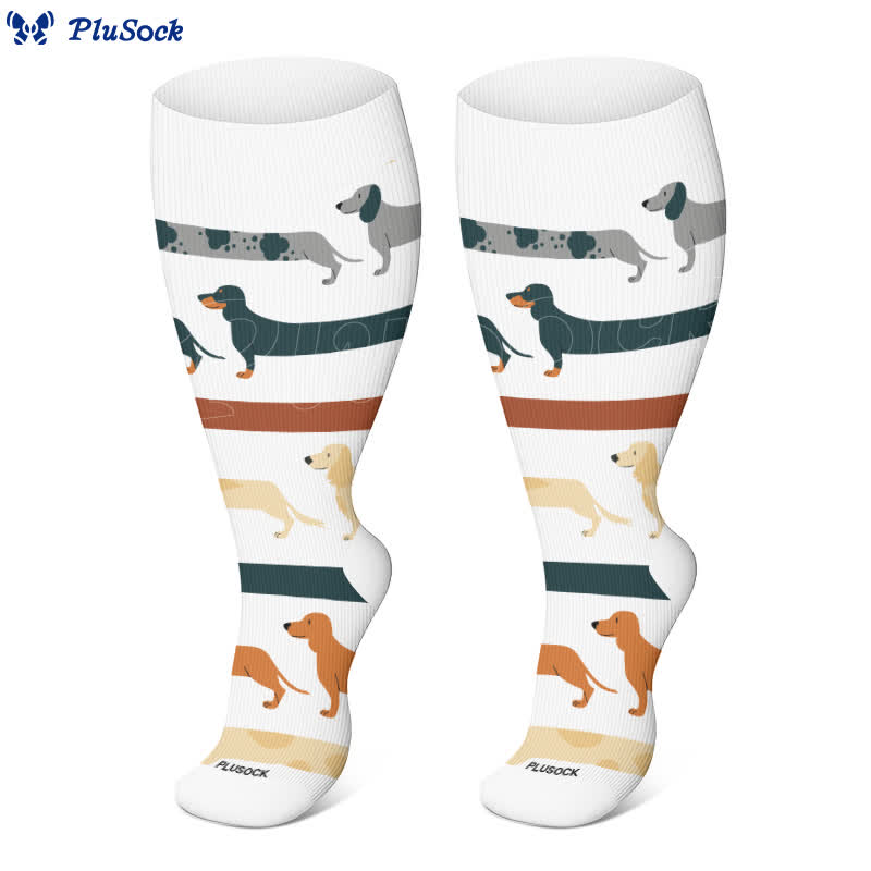Plus Size Cute Animal Print Compression Socks(3 Pairs)