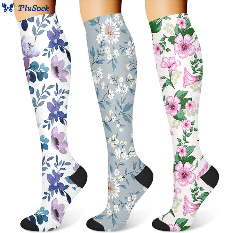 Luxurious Flower Compression Socks(3 Pairs)