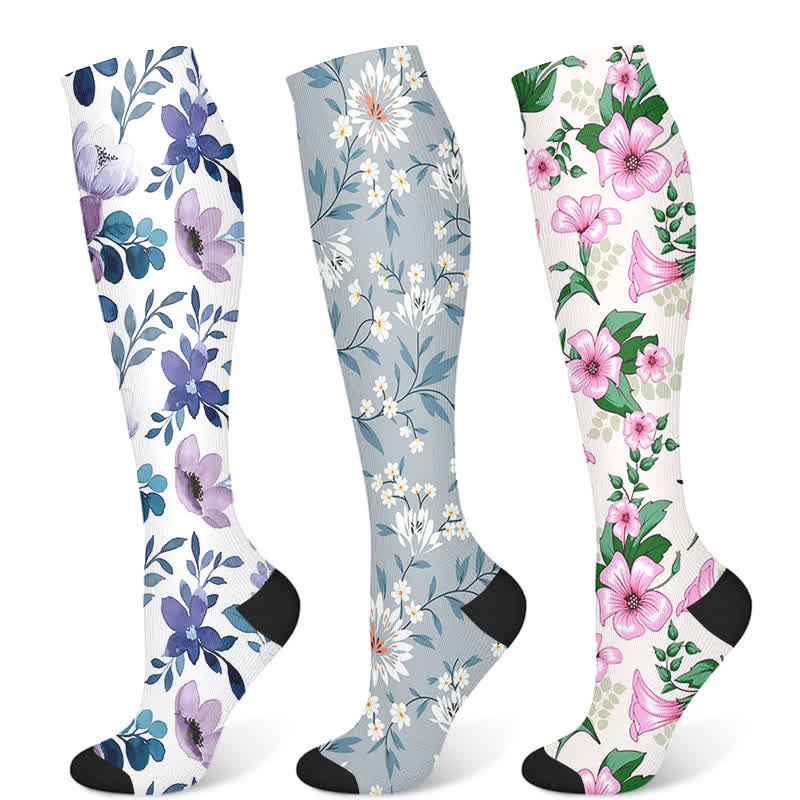 Luxurious Flower Compression Socks(3 Pairs)