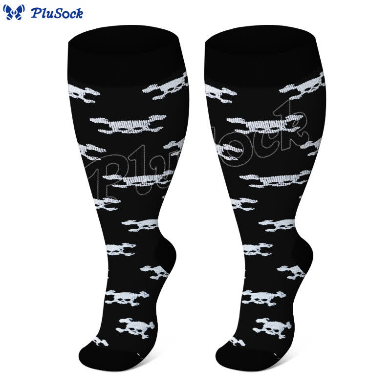 Plus Size Skull Print Compression Socks(3 Pairs) - image 4