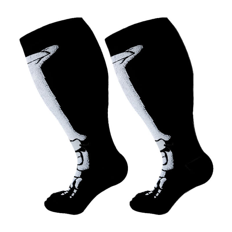 Plus Size Skull Print Compression Socks(3 Pairs) - A - 4XL - image 7