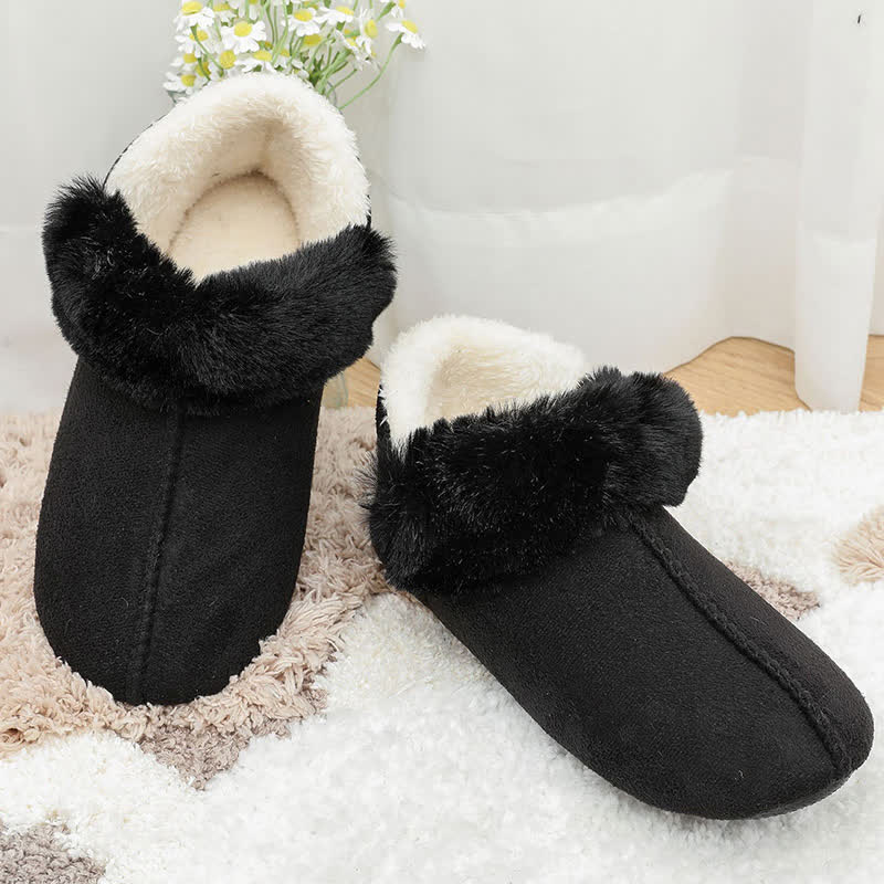 Plus Size Fluffy Non-slip Slippers - Black - EU44-45(US10-11) - image 11