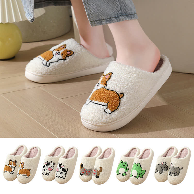 Plus Size Plush Animal Print Slippers - image 1