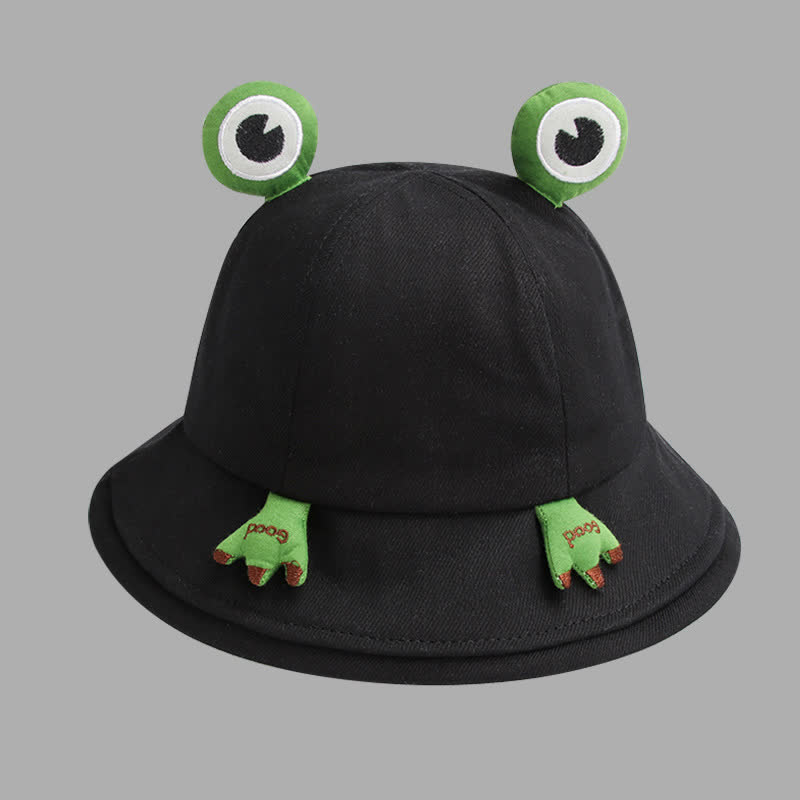 Cute Frog Design Bucket Hat - Black - One Size - image 10
