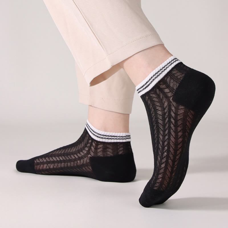 Solid color grid Ankle Socks(8 Pairs)