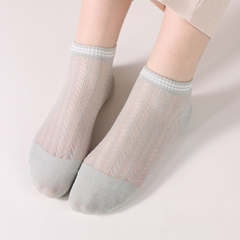 Solid color grid Ankle Socks(8 Pairs)