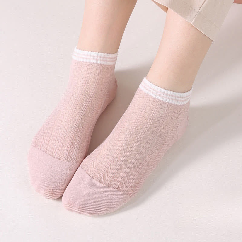 Solid color grid Ankle Socks(8 Pairs)
