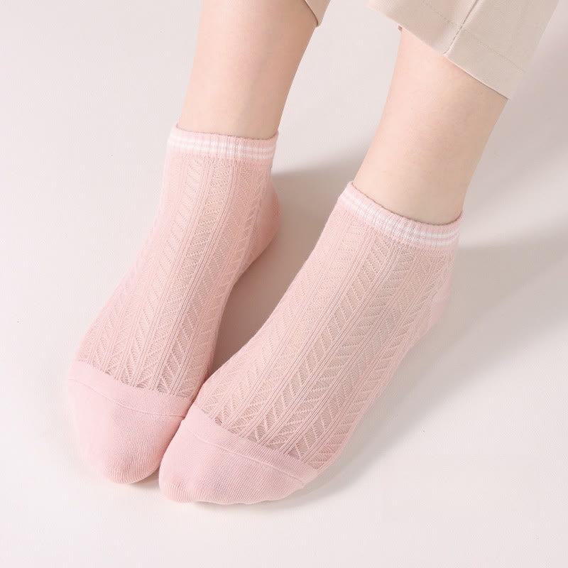 Solid color grid Ankle Socks(8 Pairs)