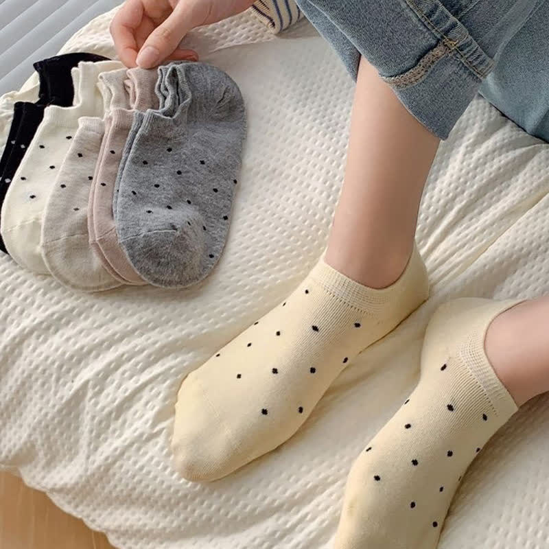 Simple Style Solid Color Polka Dot Ankle Socks(6 Pairs)