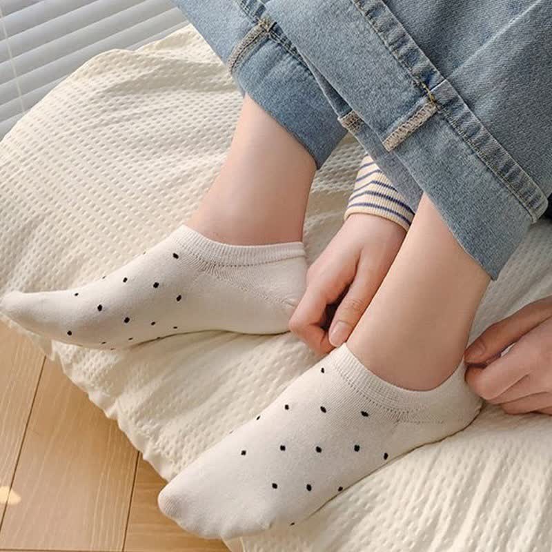 Simple Style Solid Color Polka Dot Ankle Socks(6 Pairs)