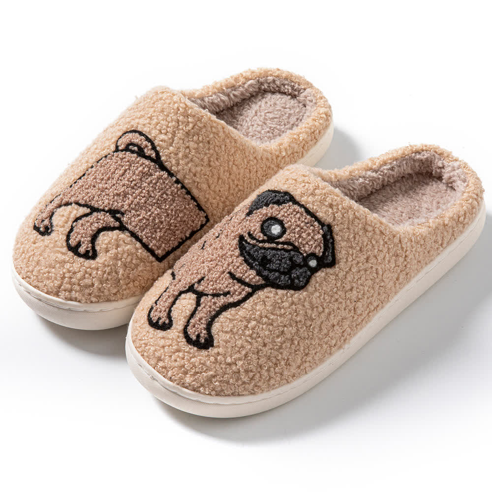 Cartoon Dog Fluffy Home Slippers - B - EU44-45(US10-11) - image 10