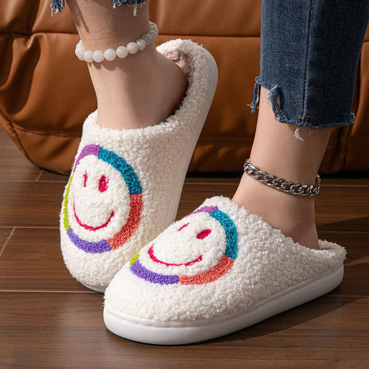 Smiley Face Fluffy Home Slippers - EU44-45(US10-11) - image 0