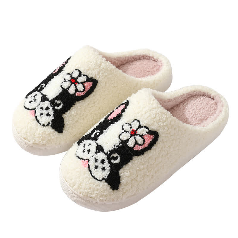 Cartoon Dog Flower Fluffy Home Slippers - image 5