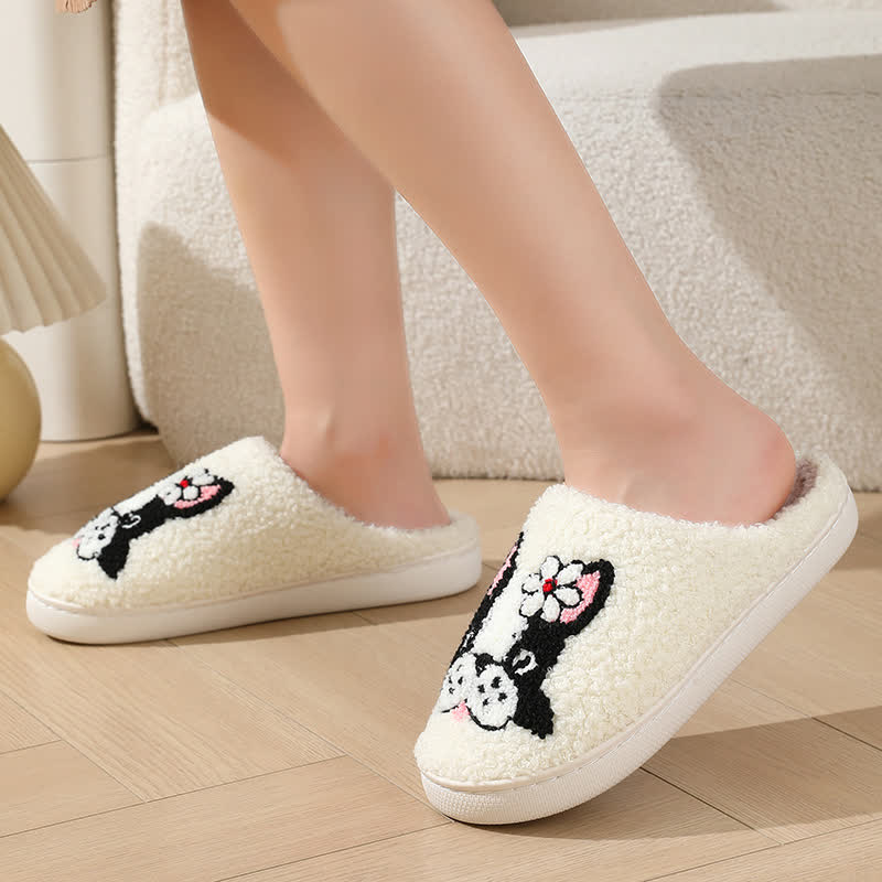 Cartoon Dog Flower Fluffy Home Slippers - image 1