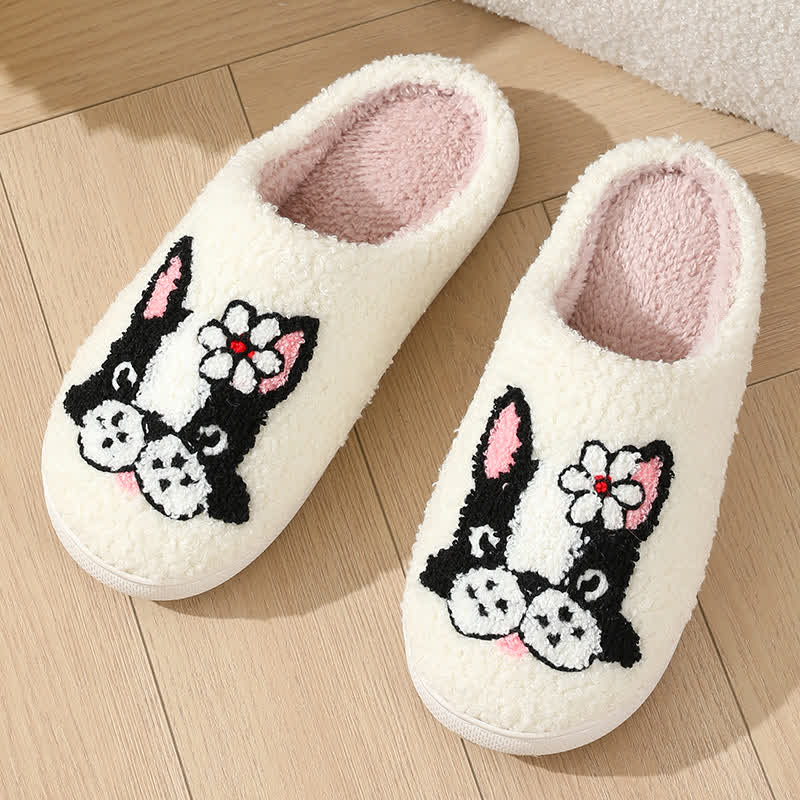 Cartoon Dog Flower Fluffy Home Slippers - image 3