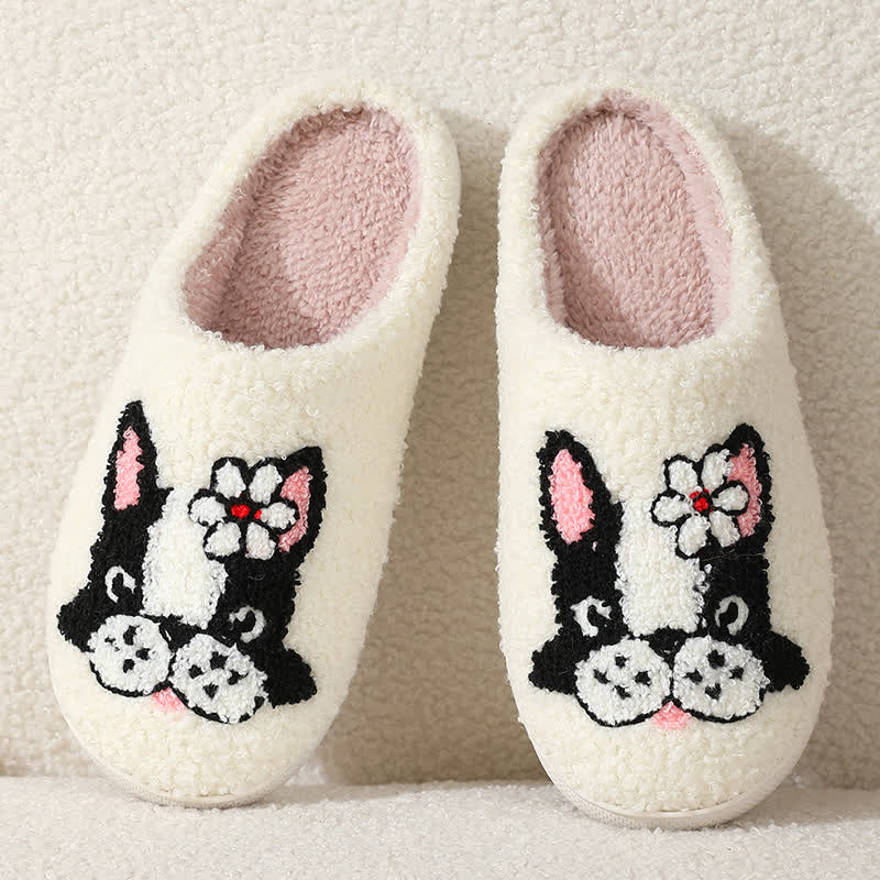 Cartoon Dog Flower Fluffy Home Slippers - image 4