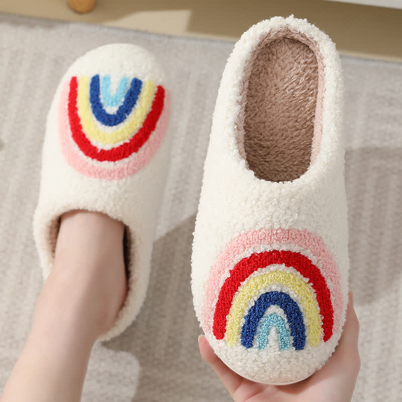 Rainbow Print Fluffy Home Slippers - image 2